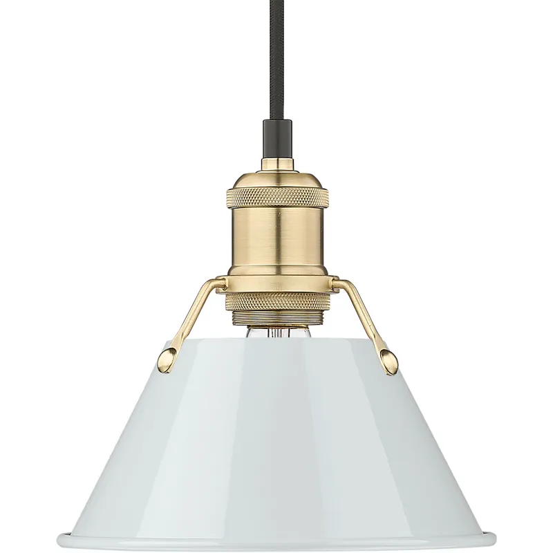 Yep Orwell 1 Light 7.5 inch Brushed Champagne Brass Pendant Ceiling Light in Dusky Blue