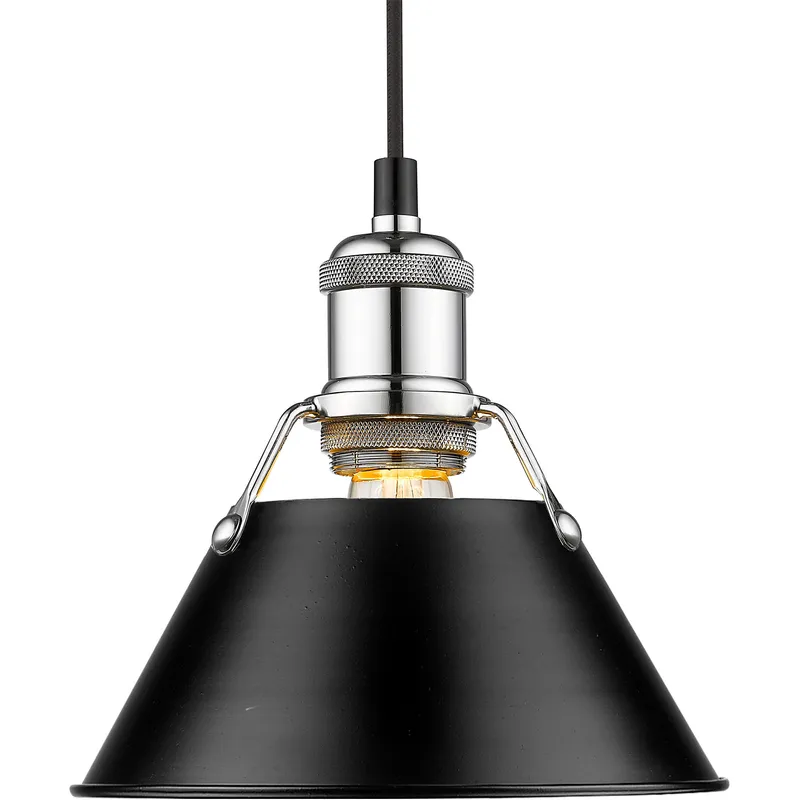 Yep Orwell 1 Light 7.5 inch Chrome Pendant Ceiling Light in Matte Black, Damp