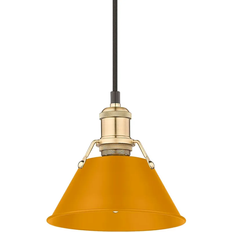Yep Orwell Pendant Ceiling Light in Brushed Champagne Brass, Auric Yellow