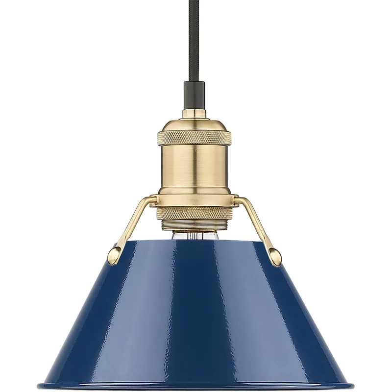 Yep Orwell 1 Light 7.5 inch Brushed Champagne Brass Pendant Ceiling Light in Navy