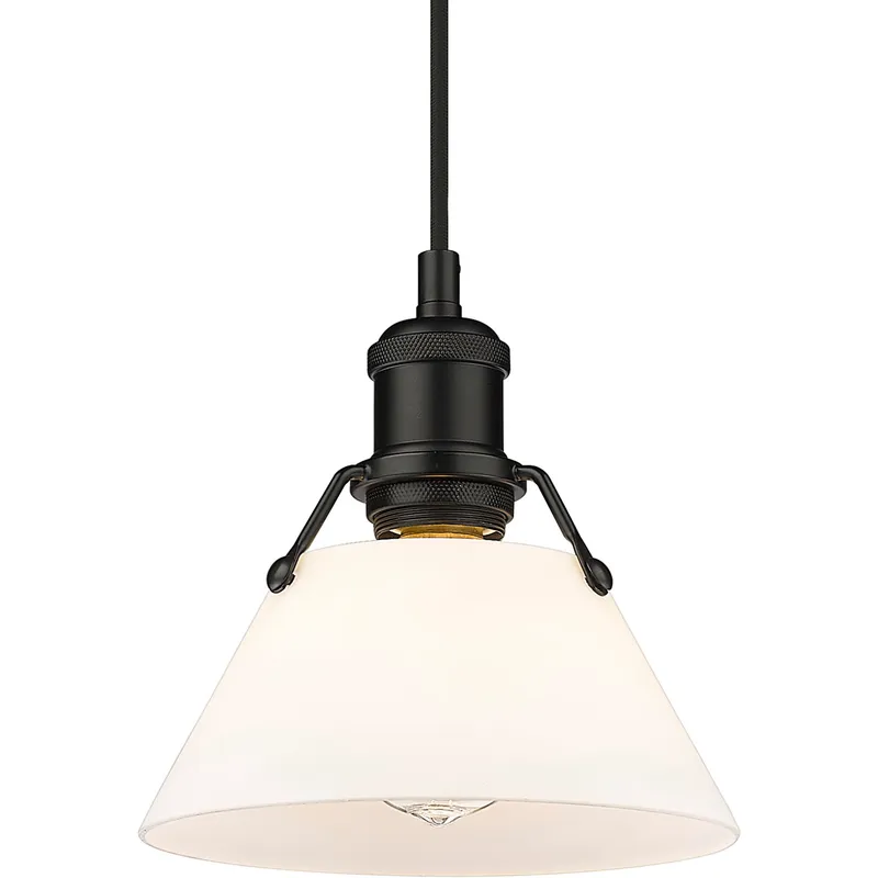 Yep Orwell Pendant Ceiling Light in Matte Black, Opal Glass
