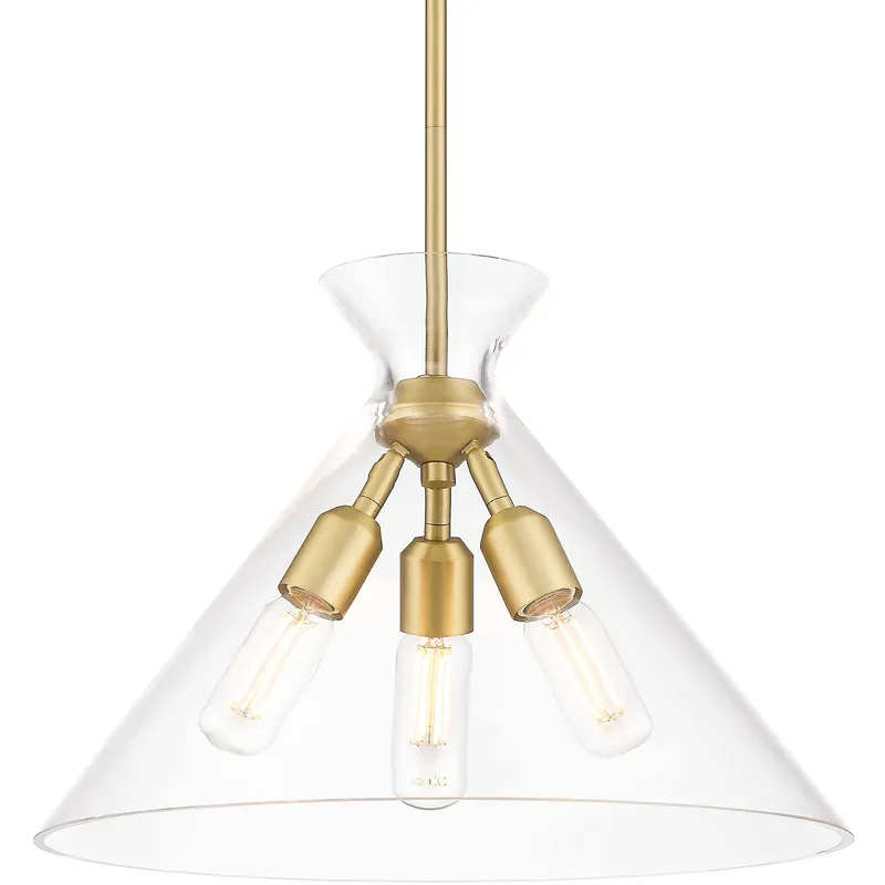 Malta 3 Light 18 inch Brushed Champagne Brass Pendant Ceiling Light
