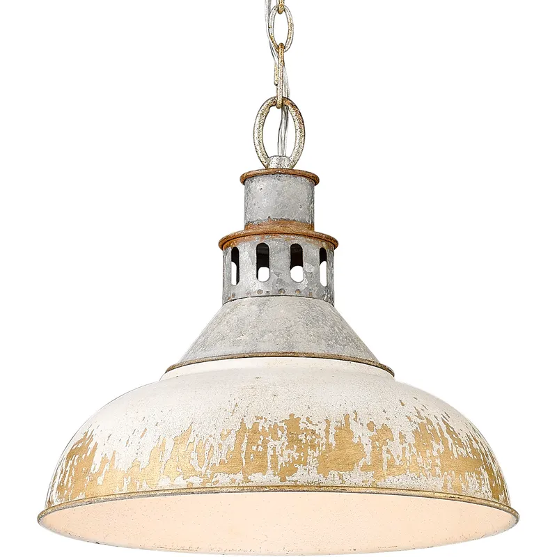 Kinsley 1 Light 14 inch Aged Galvanized Steel Pendant Ceiling Light in Antique Ivory, Large