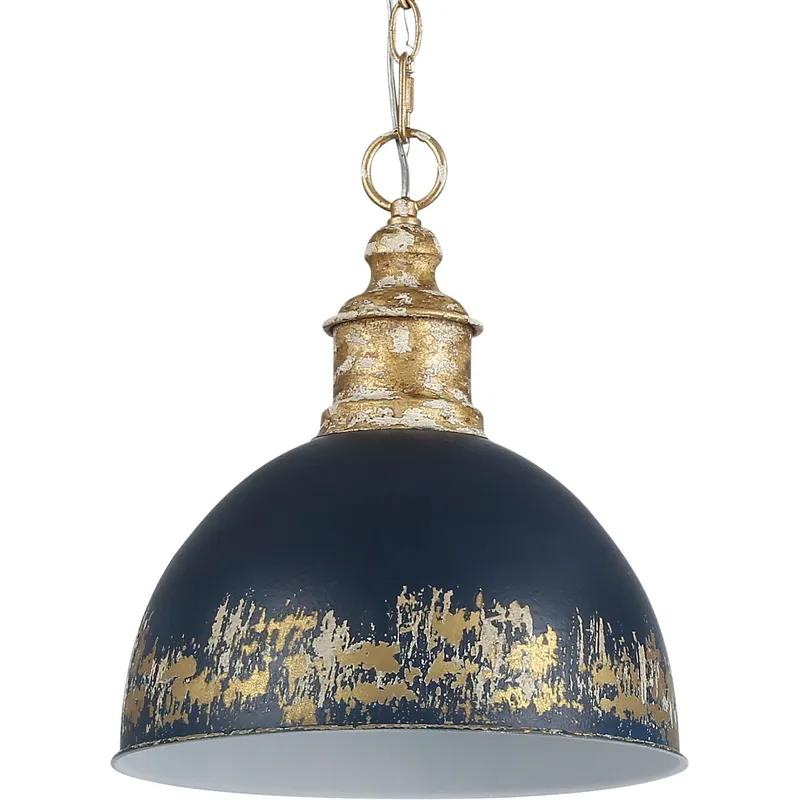 Alison 1 Light 12 inch Vintage Gold Pendant Ceiling Light in Antique Matte Navy