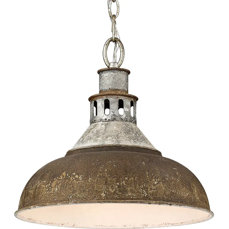 Kinsley 1 Light 14 inch Aged Galvanized Steel Pendant Ceiling Light in Antique Rust, Large