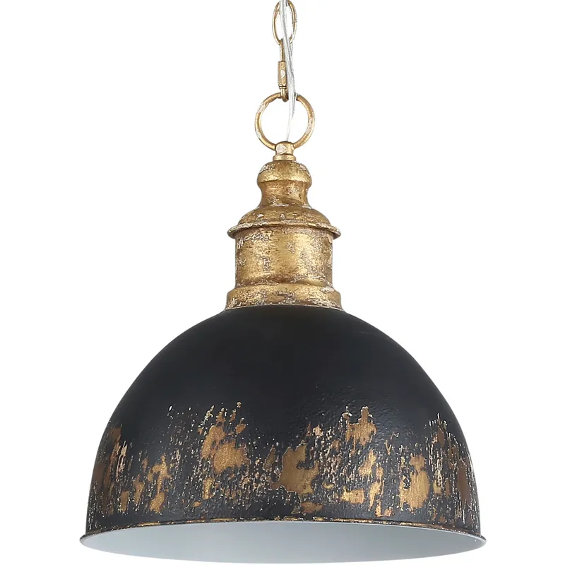 Alison 1 Light 12 inch Vintage Gold Pendant Ceiling Light in Weathered Black Iron
