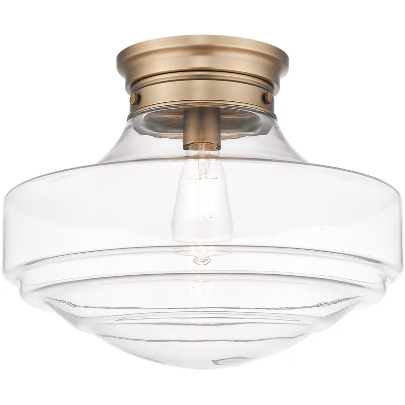 Ingalls 1 Light 16 inch Modern Brass Semi-Flush Mount Ceiling Light in Clear Glass, Large