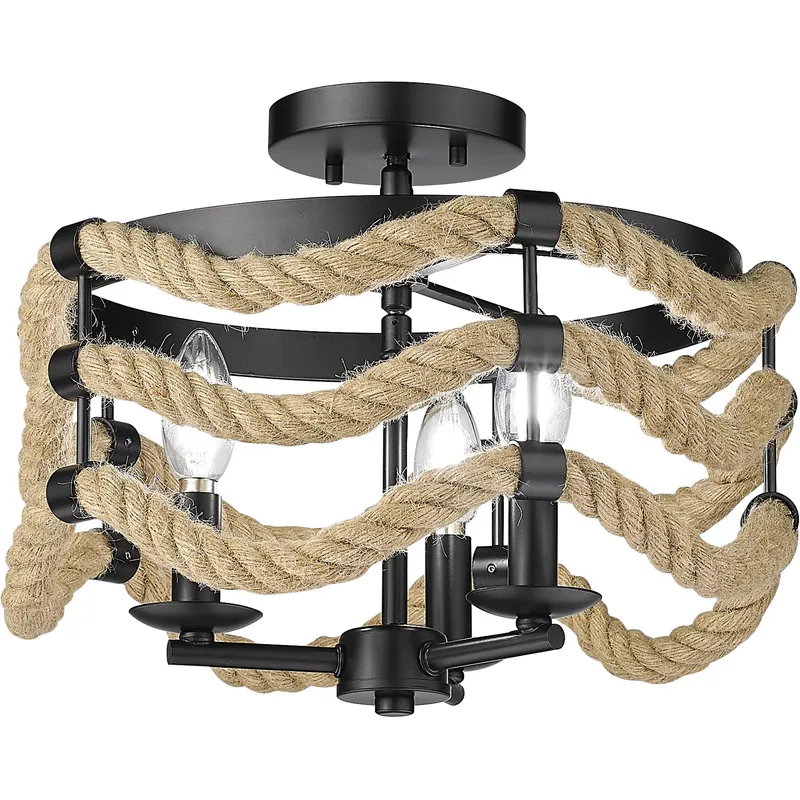 Marissa 3 Light 14.5 inch Matte Black Semi-Flush Mount Ceiling Light