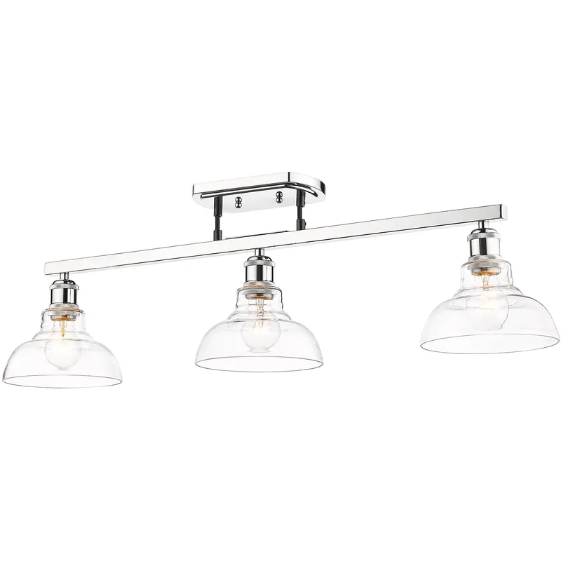 Yep Carver 3 Light 35.5 inch Chrome Semi-Flush Mount Ceiling Light in Clear Glass