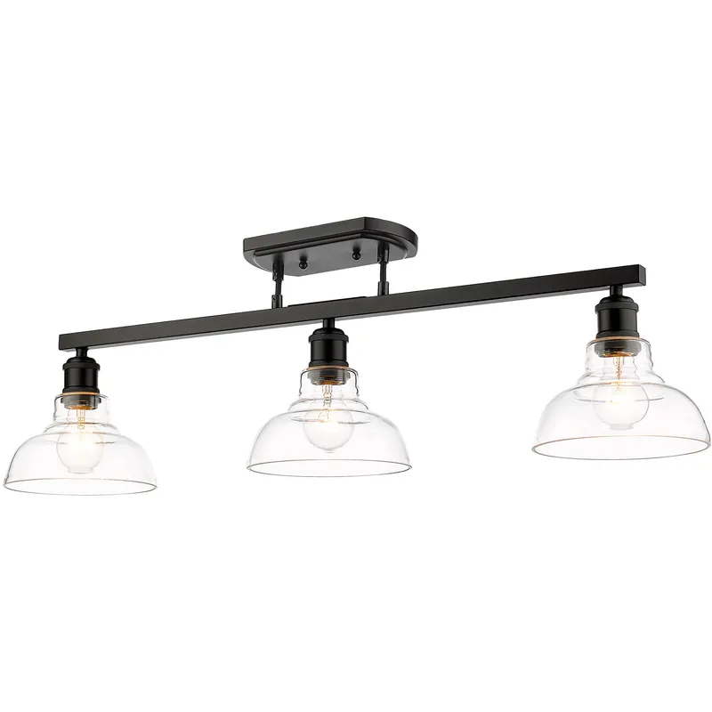 Yep Carver 3 Light 35.5 inch Matte Black Semi-Flush Mount Ceiling Light in Clear Glass