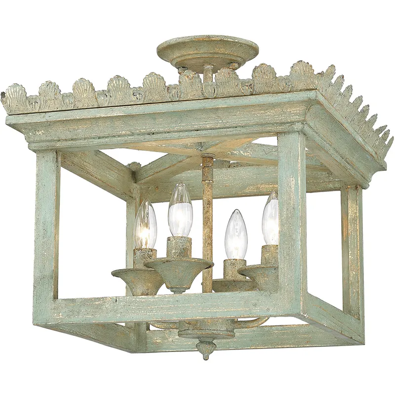 Finley 4 Light 16.5 inch Vintage Sage Semi-Flush Mount Ceiling Light