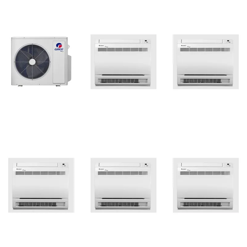 GREE 48000 BTU R-32 21 SEER2 5-Zone Console Mini Split Heat Pump