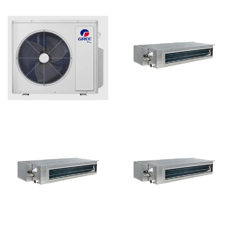 GREE 24000 BTU R-32 21 SEER2 3-Zone Ductless Mini Split Heat Pump System - 9K+9K+18K
