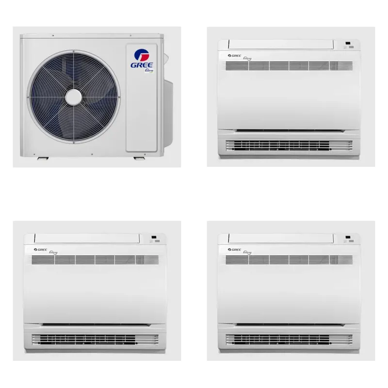 GREE 24000 BTU R-32 21 SEER2 3-Zone Ductless Mini Split Heat Pump System - 12K+12K+12K
