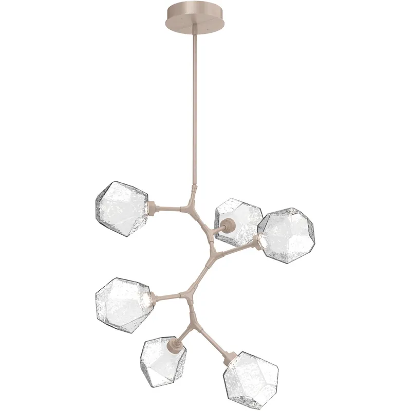Gem LED 30 inch Beige Silver Chandelier Ceiling Light in 3000K LED, Metallic Beige Silver, Clear, Modern Vine