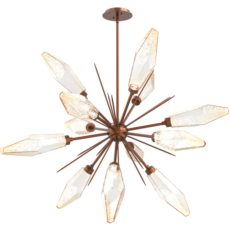 Rock Crystal LED 38.1 inch Burnished Bronze Chandelier Ceiling Light in Chilled Amber, 2700K LED, Starburst