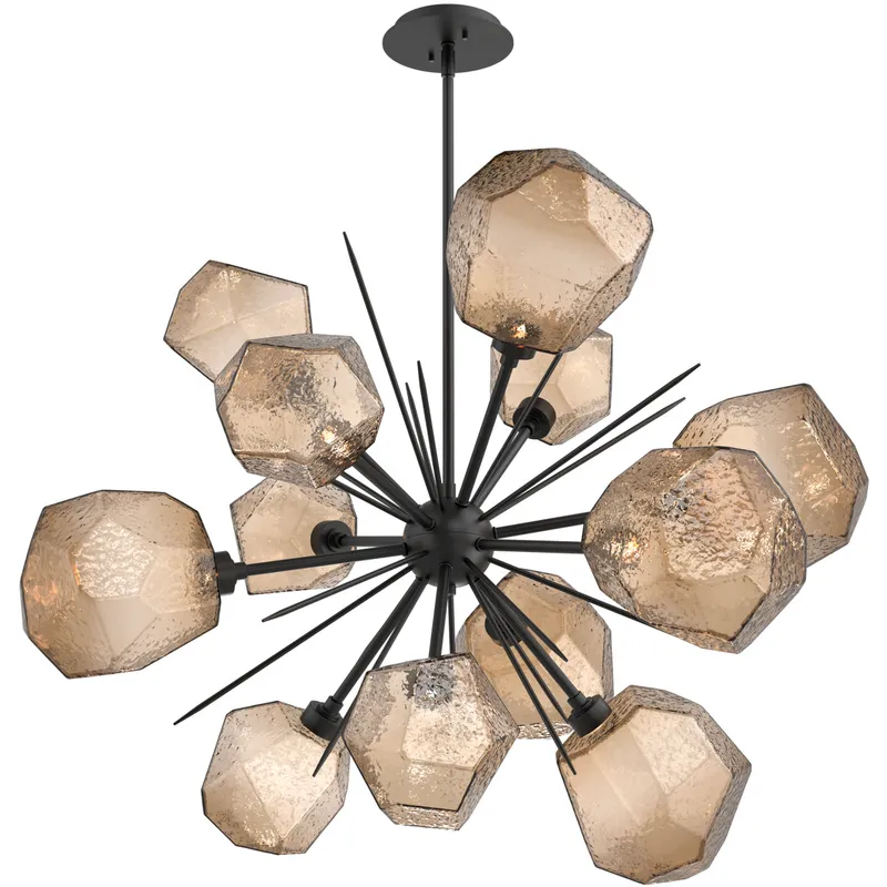Gem LED 38.4 inch Matte Black Chandelier Ceiling Light in 3000K LED, Bronze, Starburst