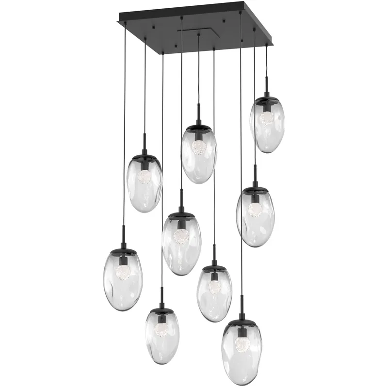 Meteo LED LED Matte Black Chandelier Ceiling Light, Square Multi-Port