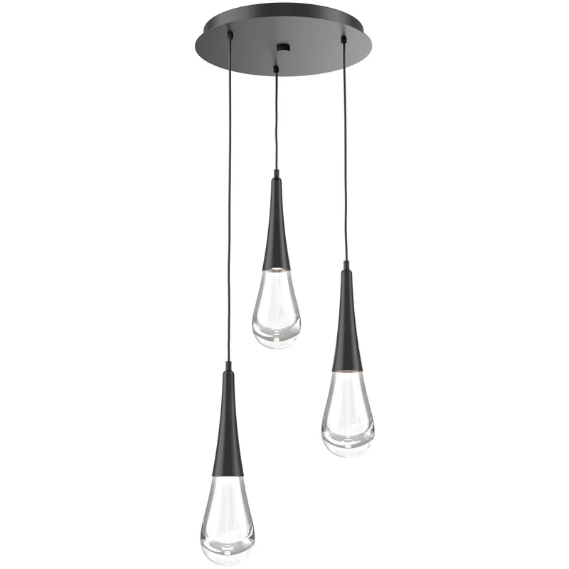 Rain Drop LED 17.4 inch Matte Black Chandelier Ceiling Light in 3000K LED, Multi-Port