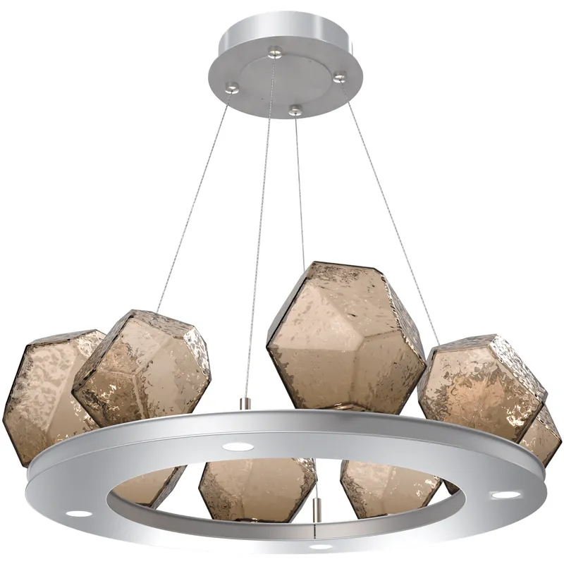 Gem LED 27.4 inch Classic Silver Chandelier Ceiling Light in Bronze, 2700K LED, Ring