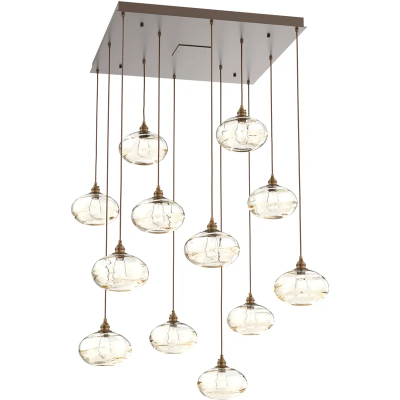 Coppa 12 Light Flat Bronze Chandelier Ceiling Light, Square Multi-Port