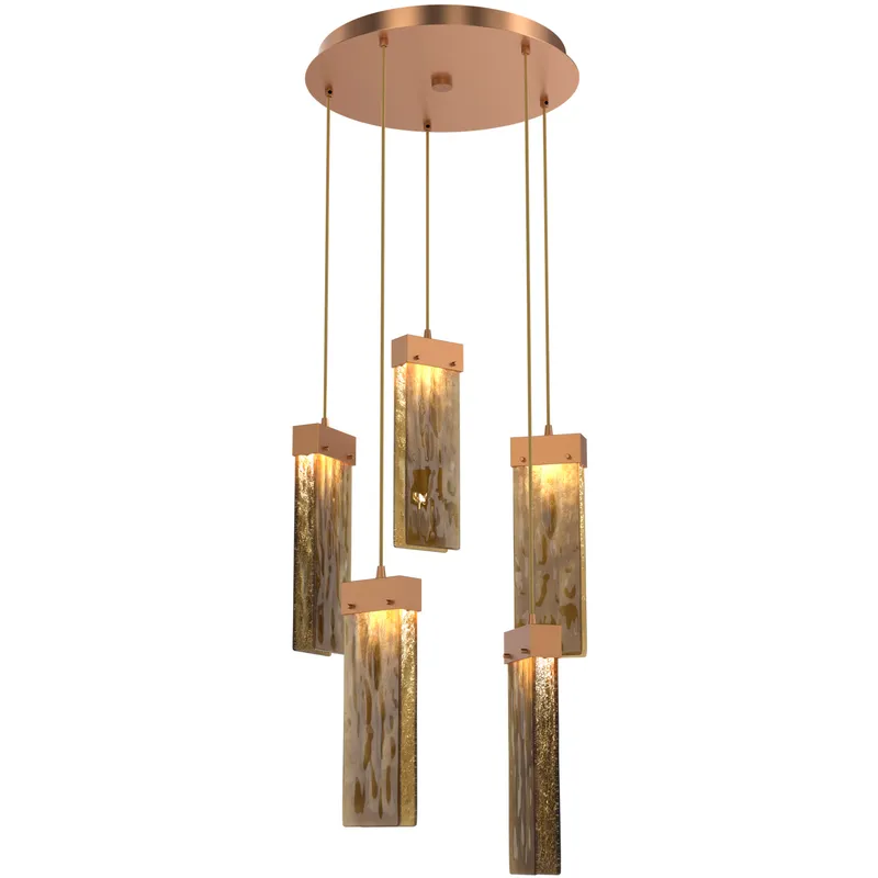 Parallel LED 18.6 inch Novel Brass Chandelier Ceiling Light in Bronze Granite, 2700K LED, Round Multi-Port