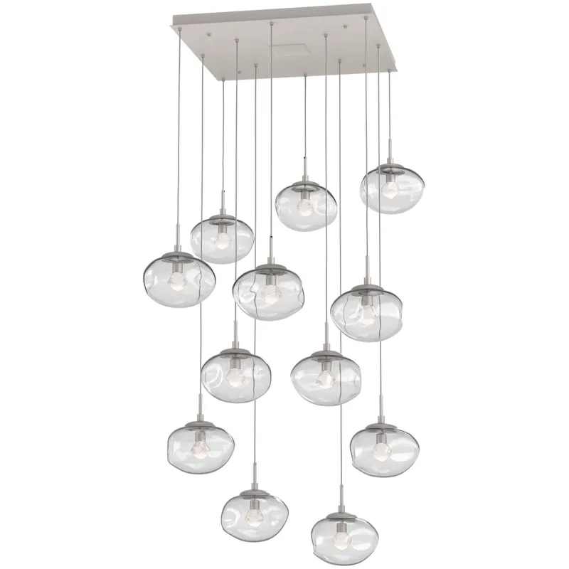 Nova LED LED Beige Silver Chandelier Ceiling Light, Square Multi-Port
