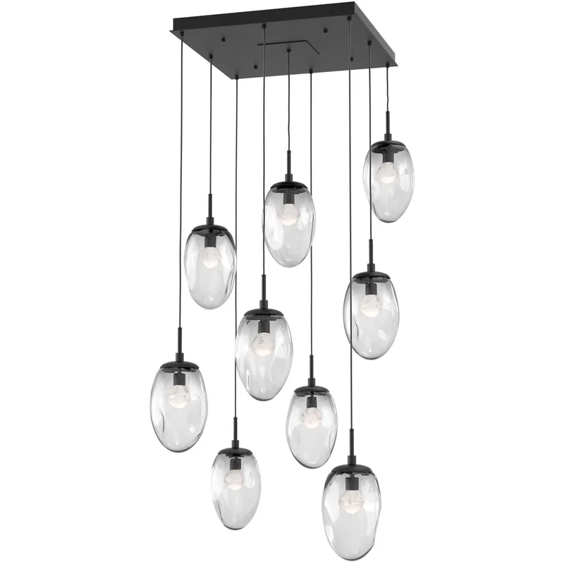 Meteo LED LED Matte Black Chandelier Ceiling Light, Square Multi-Port