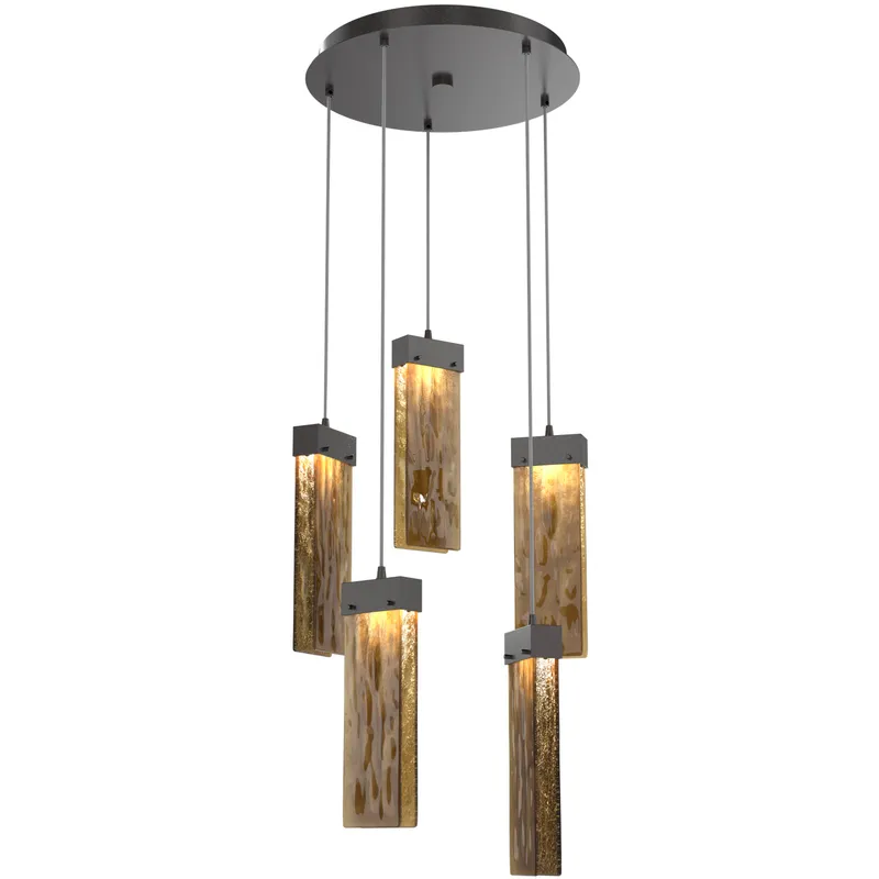 Parallel LED 18.6 inch Graphite Chandelier Ceiling Light in 3000K LED, Bronze Granite, Round Multi-Port
