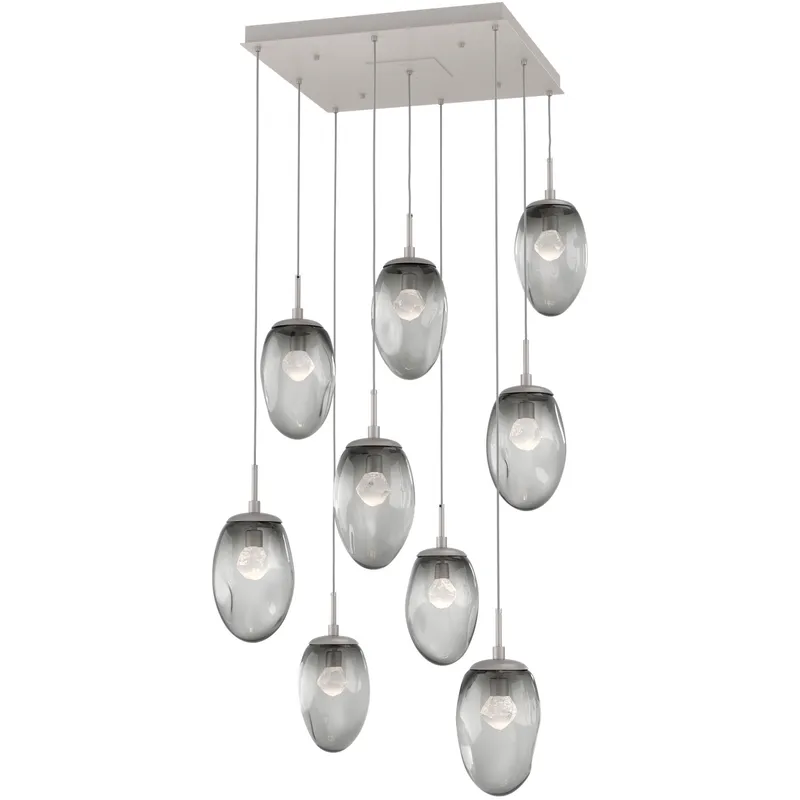 Meteo LED LED Beige Silver Chandelier Ceiling Light, Square Multi-Port