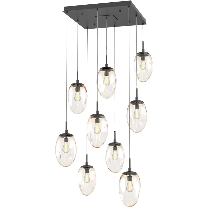 Meteo Incandescent 9 Light Graphite Chandelier Ceiling Light, Square Multi-Port