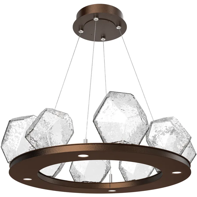 Gem LED 27.4 inch Flat Bronze Chandelier Ceiling Light in Clear, 2700K LED, Ring