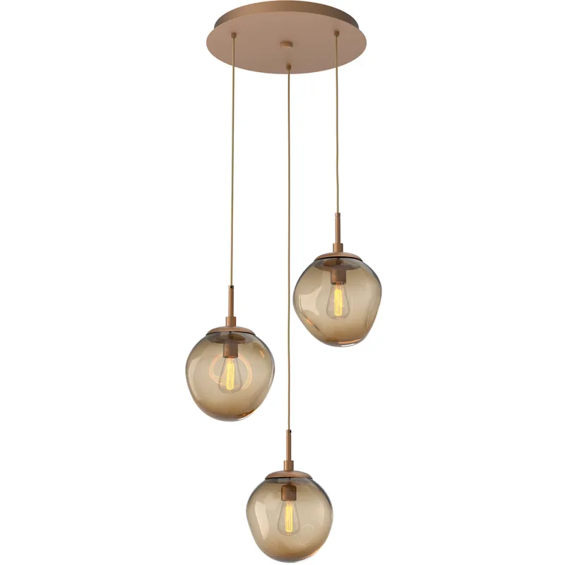 Aster Incandescent 3 Light Novel Brass Chandelier Ceiling Light, Round Multi-Pendant