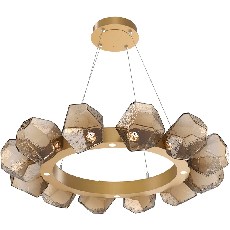Gem LED 36 inch Gilded Brass Chandelier Ceiling Light in 3000K LED, Bronze, Radial Ring