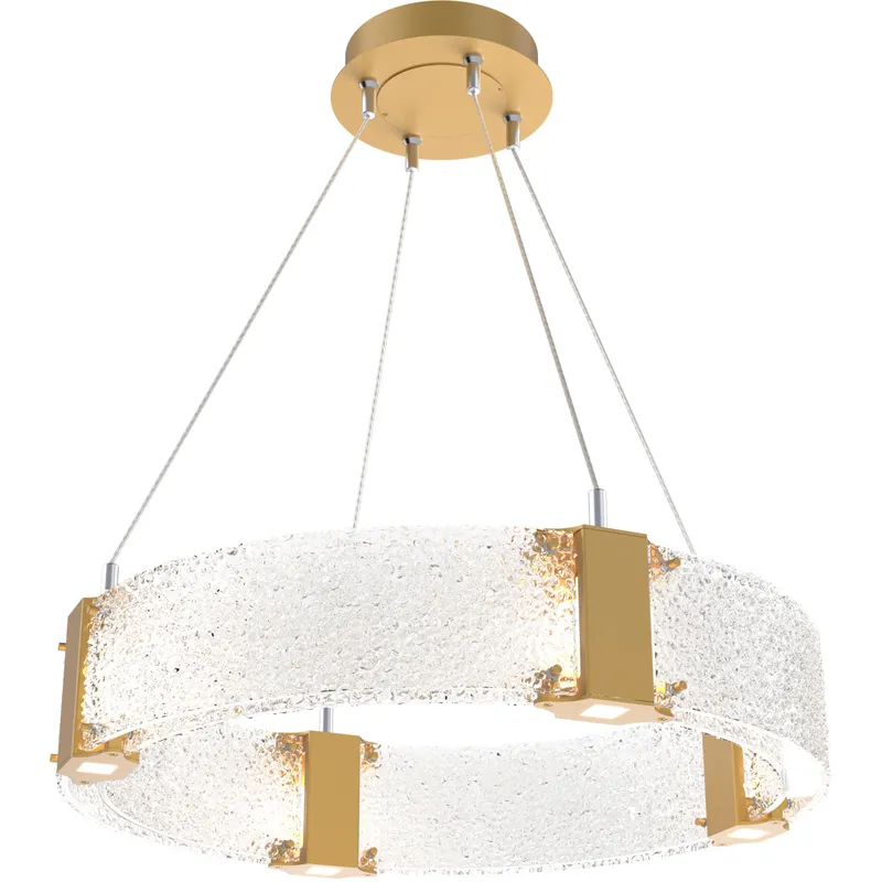 Parallel LED 23.9 inch Gilded Brass Chandelier Ceiling Light in 3000K LED, Clear Rimelight, Ring