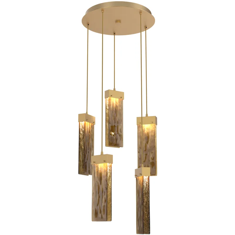 Parallel LED 18.6 inch Gilded Brass Chandelier Ceiling Light in Bronze Granite, 2700K LED, Round Multi-Port