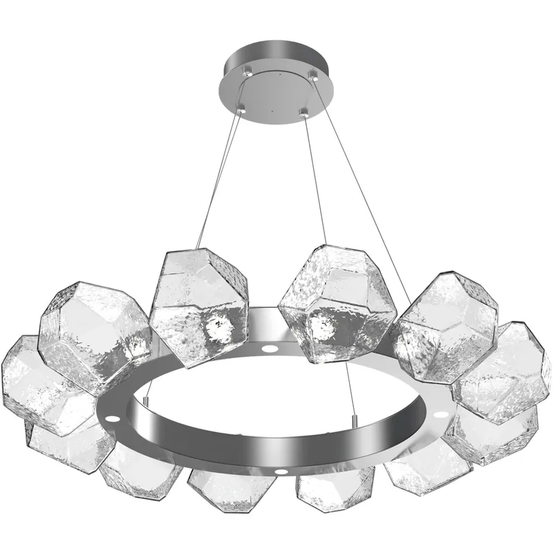 Gem LED 36 inch Classic Silver Chandelier Ceiling Light in Clear, 2700K LED, Radial Ring