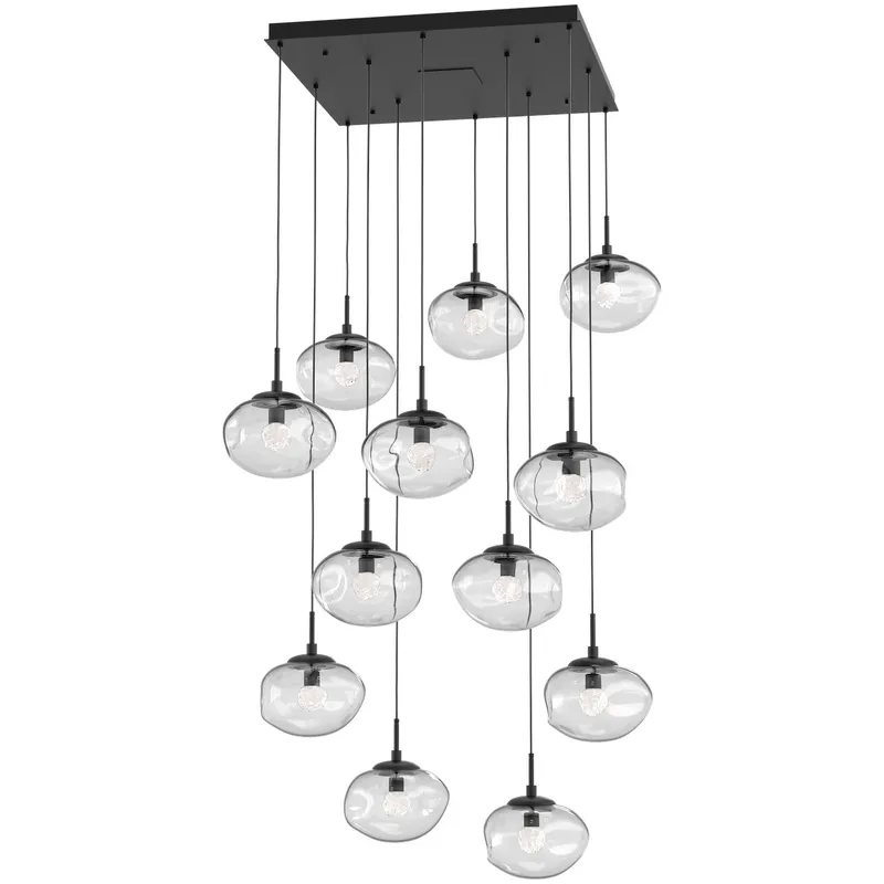 Nova LED LED Matte Black Chandelier Ceiling Light, Square Multi-Port