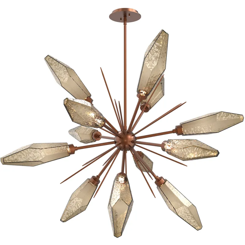 Rock Crystal LED 38.1 inch Burnished Bronze Chandelier Ceiling Light in Chilled Bronze, 2700K LED, Starburst