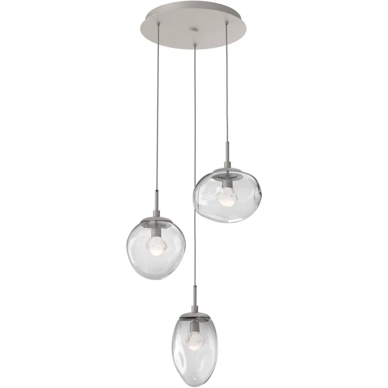 Cosmos LED LED 22.3 inch Beige Silver Chandelier Ceiling Light in Metallic Beige Silver, Clear Zircon Inner with Clear Cosmos Outer, 2700K LED, Round Multi-Port