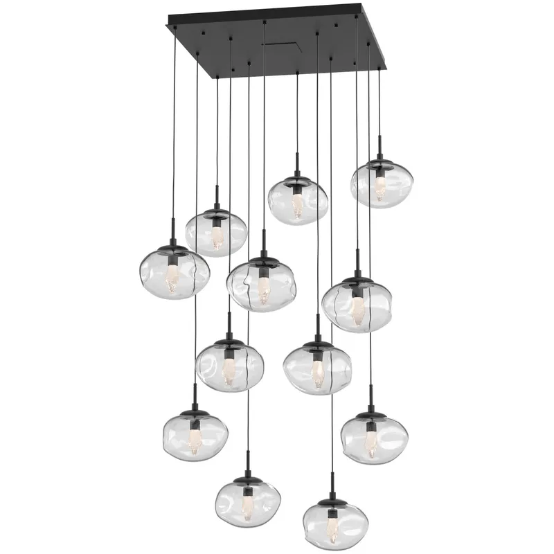 Nova LED LED Matte Black Chandelier Ceiling Light, Square Multi-Port