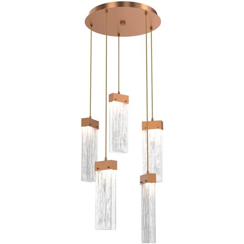 Parallel LED 18.6 inch Novel Brass Chandelier Ceiling Light in Clear Granite, 2700K LED, Round Multi-Port