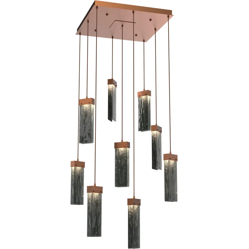 Parallel LED 26 inch Burnished Bronze Chandelier Ceiling Light in 3000K LED, Smoke Granite, Square Multi-Port