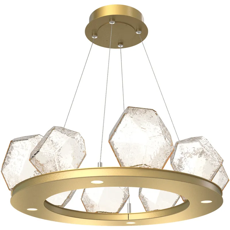 Gem LED 27.4 inch Gilded Brass Chandelier Ceiling Light in Amber, 2700K LED, Ring