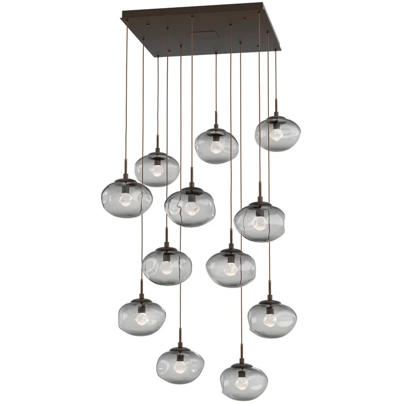 Nova LED LED Flat Bronze Chandelier Ceiling Light, Square Multi-Port