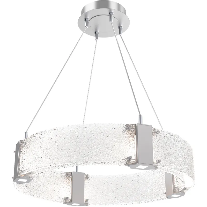 Parallel LED 23.9 inch Classic Silver Chandelier Ceiling Light in 3000K LED, Clear Rimelight, Ring