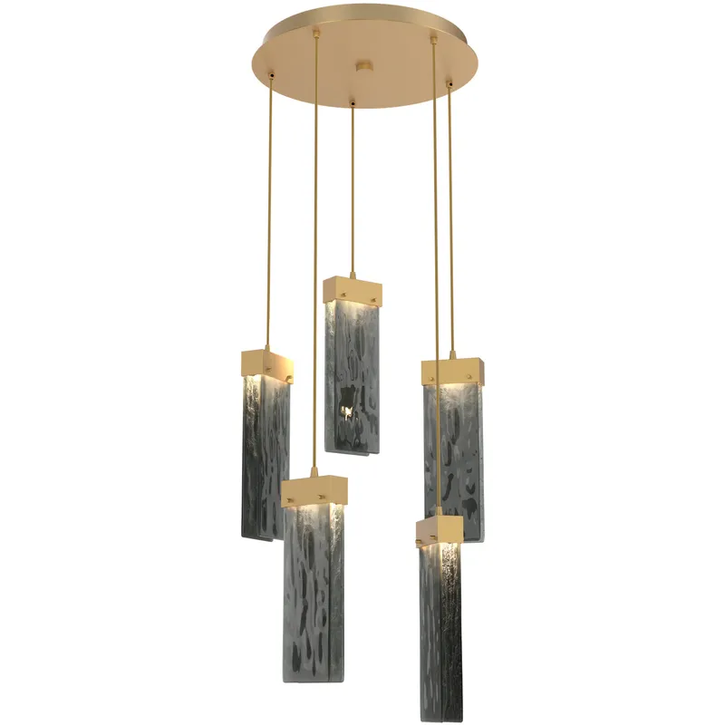 Parallel LED 18.6 inch Gilded Brass Chandelier Ceiling Light in Smoke Granite, 2700K LED, Round Multi-Port