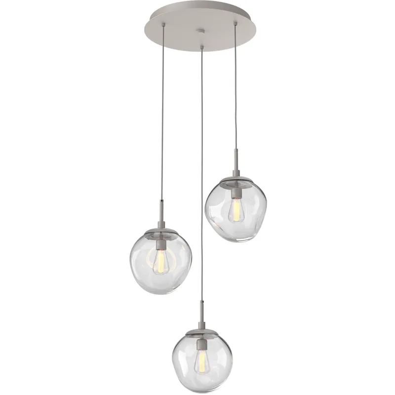 Aster Incandescent 3 Light Beige Silver Chandelier Ceiling Light, Round Multi-Port