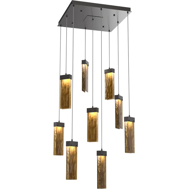 Parallel LED 26 inch Graphite Chandelier Ceiling Light in 3000K LED, Bronze Granite, Square Multi-Port