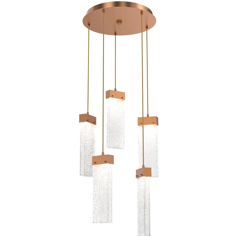 Parallel LED 18.6 inch Novel Brass Chandelier Ceiling Light in Clear Rimelight, 2700K LED, Round Multi-Port